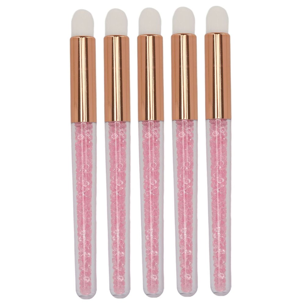 5pcs Glitter Crystal Lip Brush, Lip Smudge Brush, Professional Eye Shadow Brush for Under Eye Concealer, Soft Lip Brush for Travel, Round Head Portable Fiber Wool Lash Brush for Makeup