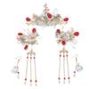 Wedding Hairpin, Bridal Hair Pins,Retro Chinese Headdress Crown Headband Wedding Hair Accessories Pearls Beaded Tassel Earring Style 5 Headpieces view 1