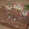 Wedding Hairpin, Bridal Hair Pins,Retro Chinese Headdress Crown Headband Wedding Hair Accessories Pearls Beaded Tassel Earring Style 5 Headpieces view 3