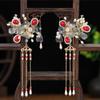Wedding Hairpin, Bridal Hair Pins,Retro Chinese Headdress Crown Headband Wedding Hair Accessories Pearls Beaded Tassel Earring Style 5 Headpieces view 4