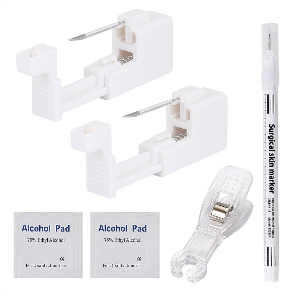 Qmcandy 2pcs 14G Safety Painless Disposable Piercing Gun for Self Nose Piercing Kit Tool