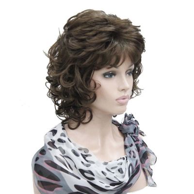 Wjnvfioo Short Full Curly Synthetic Hair Wig For Women Platinum Blonde Color 10 Med Golden Brown 12inches