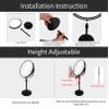 Nicesail 19 Inch Tall Makeup Mirror with 10X Magnification, 8 Inch Magnifying Mirror Tabletop with Pedestal, Height Adjustable Black (8 Inch, 10X) view 4