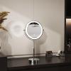 Nicesail LED Lighted Makeup Mirror Tabletop, 10X Magnifying Mirror with 3 Color Lights, Brightness Adjustable Height, Light up for Desk Make up Vanity Table, Double Sided Chrome Finish (8 Inch, 10X) view 2
