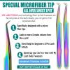 2pcs Fiber Tip Lash Tweezer Set  90 Degree Volume Eyelash Extension Tweezers, Precision Stainless Steel, Professional Isolation Tools for Classic, Volume, Mega Volume Fans, Non Slip Grip (Rainbow) view 2