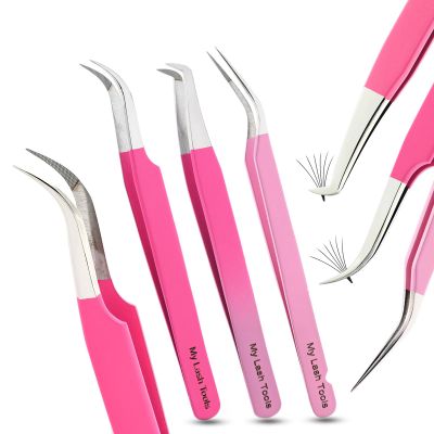 3pcs Micro Grip Lash Tweezers Set Curved Classic, Boot Volume & Lightweight Isolation for Eyelash Extensions, Stainless Steel, Non-Slip, Professional Fiber Tip Tweezer Application Kit