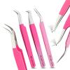 3pcs Micro Grip Lash Tweezers Set  Curved Classic, Boot Volume & Lightweight Isolation for Eyelash Extensions, Stainless Steel, Non-Slip, Professional Fiber Tip Tweezer Application Kit view 1