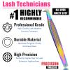 90 Degree Volume Fiber Tip Lash Tweezer  Multi Non Slip Diamond Grip, Precision Eyelash Extension Tool, Professional Stainless Steel Tweezers for Volume Fans, Classic & Mega Volume Lashes (Rainbow) view 4