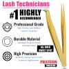 2pcs Fiber Tip Lash Tweezer Set  Boot Mega Volume Tweezer & Straight Isolation Tweezer, Precision Stainless Steel Lash Extension Tools, Non-Slip Grip, Tweezers for Classic & Volume Fans (Gold) view 4