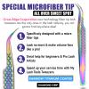 Fiber Tip Lash Tweezer Classic Curved Tip  Non Slip Diamond Grip, Precision Extension Tool for Volume, Cluster & Classic Styles, Stainless Steel Applicator for Eyelash Extensions (Rainbow) view 2
