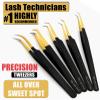 5pcs Fiber Tip Lash Tweezers Set  Curved Classic, Boot Volume, 90 & 45 Angle, Isolation Tweezer for Eyelash Extensions, Precision Stainless Steel, Professional Non-Slip Application Kit view 3