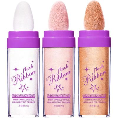 FOMIYES 3pcs Highlighter Powder for Face Body and Hair Shimmering Patting Powder Pearl Pink and Golden Brown for Skin Tones Easy to Apply Glitter Makeup