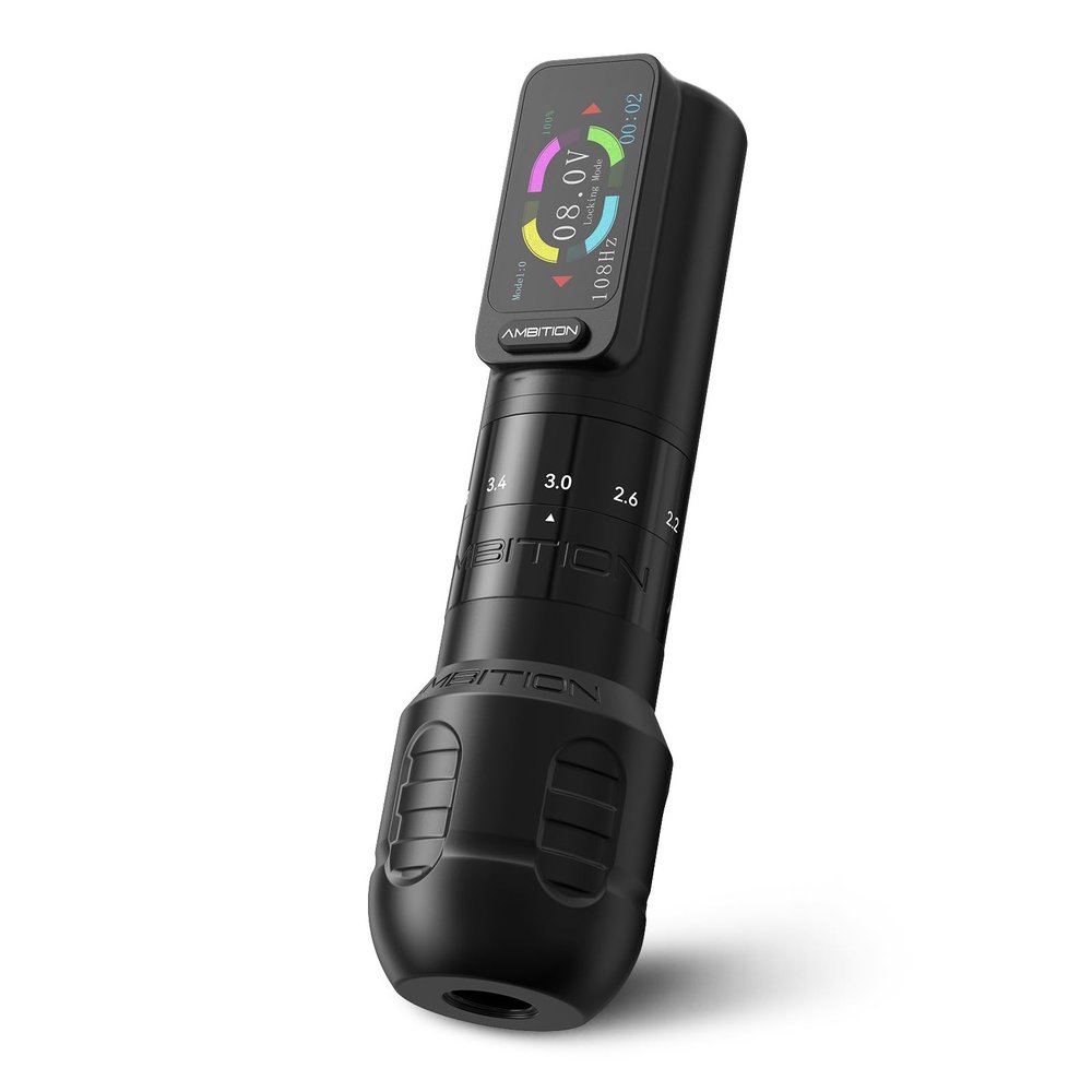 Ambition Seher Wireless Tattoo Machine with 6 Strokes Length 2.2mm-4.2mm Rotary Tattoo Gun Cartridge Pen with 2400mAh Touch Buttons LED Digital Display Coreless Motor for Tattoo Artist