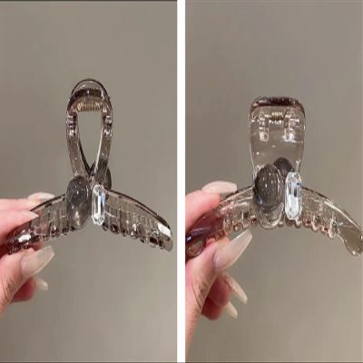 Champagne large size transparent women's fashion shark clip stick-on crystals