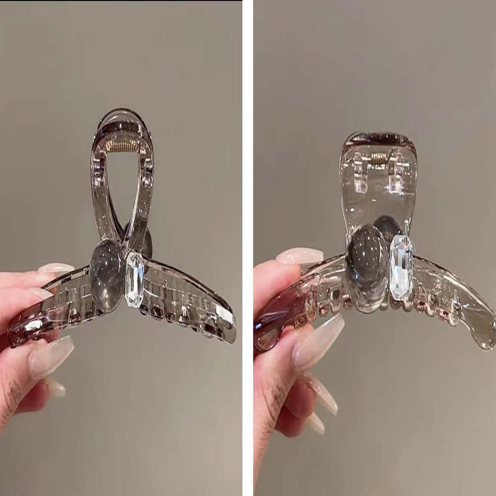 Champagne large size transparent women's fashion shark clip stick-on crystals