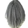 SOKU Afro Kinky Straight Lace Front Grey Wig 20 Inch T Part Salt and Pepper Wigs for Black Women Transparent Swiss Lace with Baby Hair Natural 4C Wigs view 1