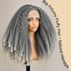 SOKU Afro Kinky Straight Lace Front Grey Wig 20 Inch T Part Salt and Pepper Wigs for Black Women Transparent Swiss Lace with Baby Hair Natural 4C Wigs view 3