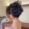 13CM Woman Large Two-sided Gauze Bowknot Hair Claws Lady Solid Color Hairpins Barrettes Gilrs Hair Clips Hair Accessories (Color : black) view 3