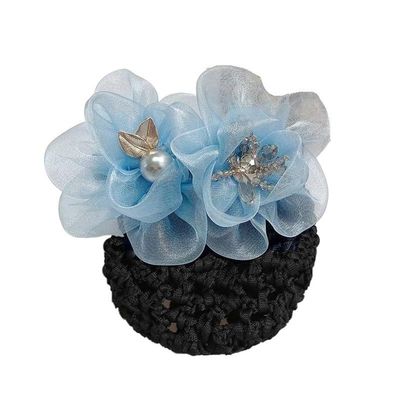 HXSCOO Nurse Stewardess Leisure Professional Headdress Bank Hotel Temperament Curly Hair Net Bag Exquisite Hairpin (Color : 0446-BL)