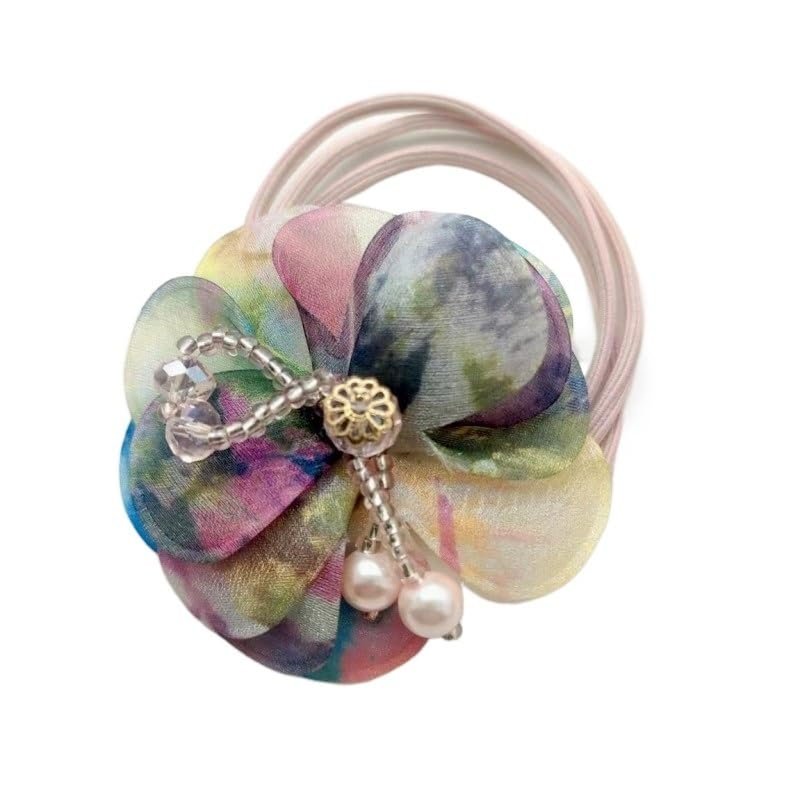 2pcs Lace Hair Bow Hair Yarn Silk Flower Headdress Elastique Cheveux Fille Fantaisie Tie Simple Hair Accessories For Women (Color : 19)