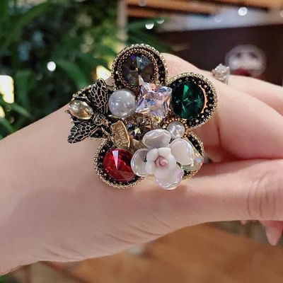 2pcs Bee Luxury Gem Hair Accessories Ropes Colorful Artificial Metal Bee Insect Flower Elastic Hair Bands Rubber Bands (Color : Vintage bee gem 3, Size : 2pcs)