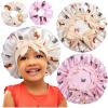 2+2 Satin Bonnets with Scrunchies for Kids, Cute Hair Bonnets for Girls Sleeping Curly Hair, D view 1