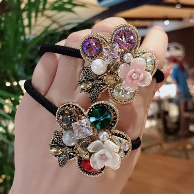 2pcs Bee Luxury Gem Hair Accessories Ropes Colorful Artificial Metal Bee Insect Flower Elastic Hair Bands Rubber Bands (Color : Bee gem 2pcs, Size : 2pcs)