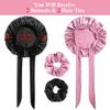 2+2 Satin Bonnets with Scrunchies for Kids, Cute Hair Bonnets for Girls Sleeping Curly Hair, A view 2