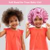 2+2 Satin Bonnets with Scrunchies for Kids, Cute Hair Bonnets for Girls Sleeping Curly Hair, A view 4
