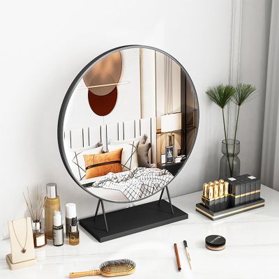 ACHZYFT Table Mirror,Countertop Mirror,Bathroom Shaving Mirror,Table Vanity Cosmetic Dressing Table Circle Mirror for Styling Hair Beauty Or Plucking Eyebrow(Size:30cm,Color:Black)