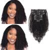ABH AMAZINGBEAUTY Kinky Curly Human Hair Clip ins - 22 Inch, 7 Pcs Full Head - 3c/4a Brazilian Remy - Natural Black view 1