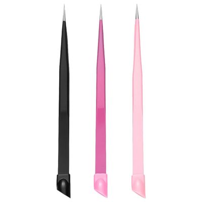 Beavorty 3pcs Dual-ended Tweezers for Nail Art Eyelash Extensions Comfortable Grip Multi-purpose Craft Tools for Women Includes