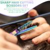 PURPLEBIRD Hair Cutting Scissors Kit, Professional Barber Scissors Hairdressing Shears Set with Stainless Steel Hair Scissor Thinning Scissor for Men Women Pet 10 Pcs Rainbow view 2