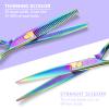 PURPLEBIRD Hair Cutting Scissors Kit, Professional Barber Scissors Hairdressing Shears Set with Stainless Steel Hair Scissor Thinning Scissor for Men Women Pet 10 Pcs Rainbow view 3
