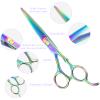 PURPLEBIRD Hair Cutting Scissors Kit, Professional Barber Scissors Hairdressing Shears Set with Stainless Steel Hair Scissor Thinning Scissor for Men Women Pet 10 Pcs Rainbow view 4