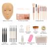 3D Makeup Practice Board - Silicone Face, Reusable Mannequin with Brushes & Eyebrow Pencils, Eyelashes, Bag & Remover Towel view 3