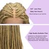 Curve Hair 3"x3.8" Handmade Lace Front Bob Braided Wigs with Baby Hair, Blonde, 16 Inch, #27/613M, Glueless, Heat Resistant, Synthetic, Lightweight, Adult, Female, Wig view 4