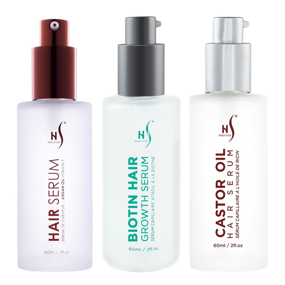 HerStyler Argan & Castor Oil Hair Serum Set with Biotin