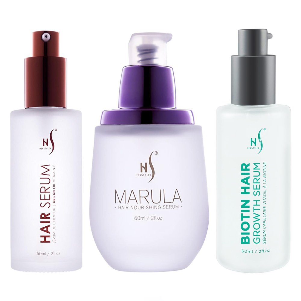 HerStyler Argan Oil, Marula Oil and Biotin Hair Serum Set
