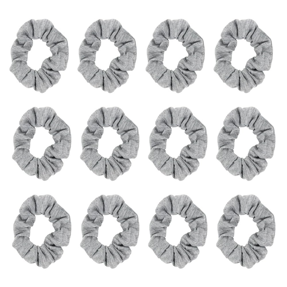 12pcs Cotton Hair Scrunchies Single Jersey Solid Color Ponytail Holders Elastic Hair Ties for Women Accessories (Light Grey)