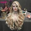 IMSTYLE Highlight Brown Blonde Piano Color Long Synthetic Lace Front Wigs for Women Thick Synthetic Drag Wig Heat Resistant Hair with Natural Hairline 26 Inch view 4