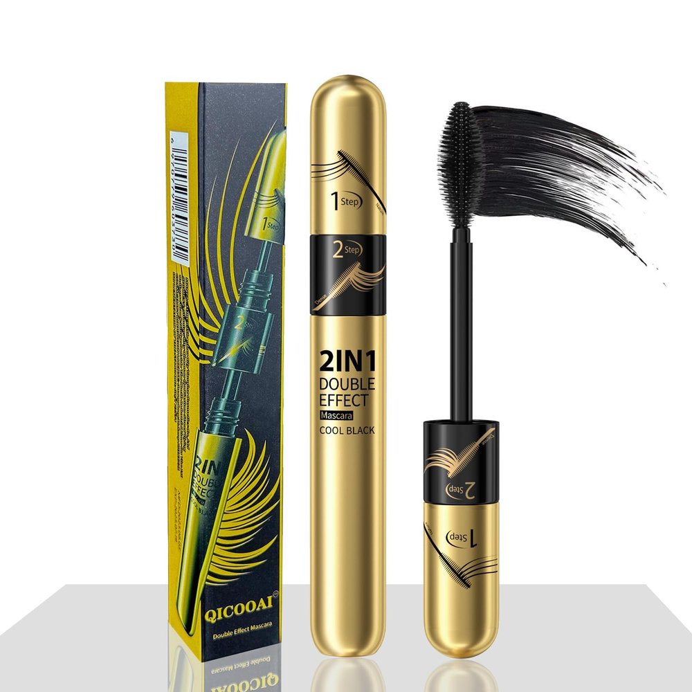 SJXYOYDS 2 in 1 Golden Goddess Black 4D Mascara - Liquid Lash Extension for 5X Longer, Fuller Waterproof Eyelashes (1pcs)