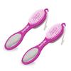 Footvital 4 in 1 Pedicure Tool - for Rough & Dry Feet - Dual-Sided with Pumice Stone, Soft Brush Pedicure Set for Men & Women - Callus Remover for Healthy Feet (Multicolour) (Pack of 2) view 1