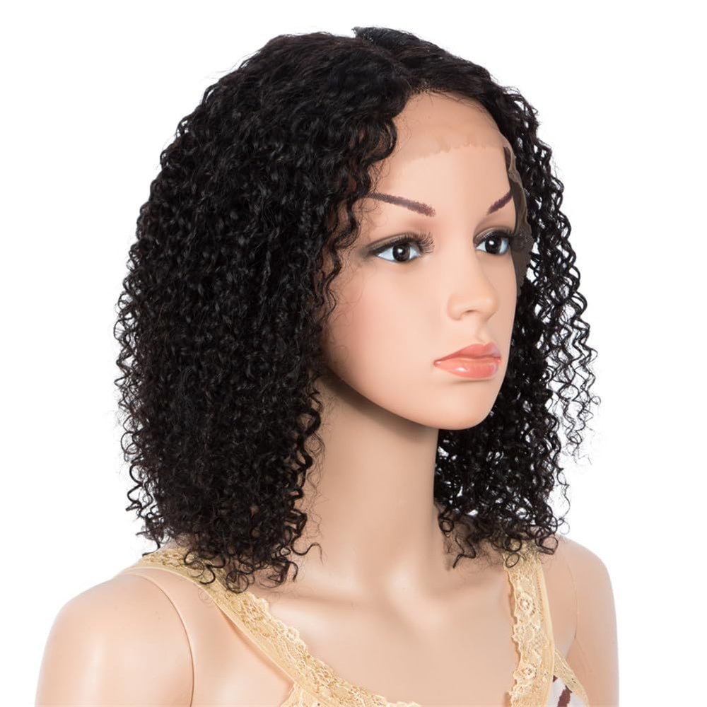 Youllyuu Curly Human Hair Wigs For Women 4X4 Lace Closure Deep Wave Remy Brazilian Wigs 13X6X1 Deep Wave Bob Wigs Natural Color 13 * 6 * 1#8inches#180%