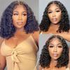 Youllyuu Curly Human Hair Wigs For Women 4X4 Lace Closure Deep Wave Remy Brazilian Wigs 13X6X1 Deep Wave Bob Wigs Natural Color 13 * 6 * 1#8inches#180% view 3