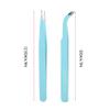 2Pcs Stainless Steel Nail Art Tweezers, Multifunctional Nail Art Sticker for Eyelash Extensions, Anti static Straight Curved Head Manicure Tweezers for Women(Blue) view 2