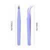2Pcs Stainless Steel Nail Art Tweezers, Multifunctional Nail Art Sticker for Eyelash Extensions, Anti static Straight Curved Head Manicure Tweezers for Women(Purple) view 2