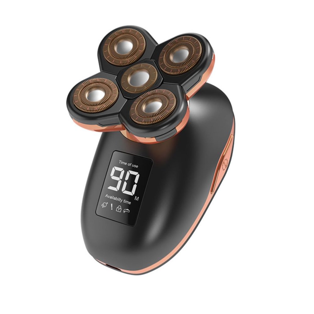 Beavorty 1pc Five-headed Rechargeable Shaver Self-service for Men Material Design Boyfriend Dad Husband Black