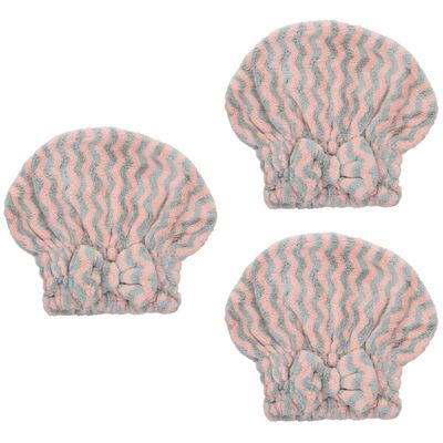 3 pcs Striped dry hair cap womens hats bandanas for women instant dry hair towel microfiber hair towels shower cap girl hat Practical Shower Caps Bowknot Shower Hat Miss