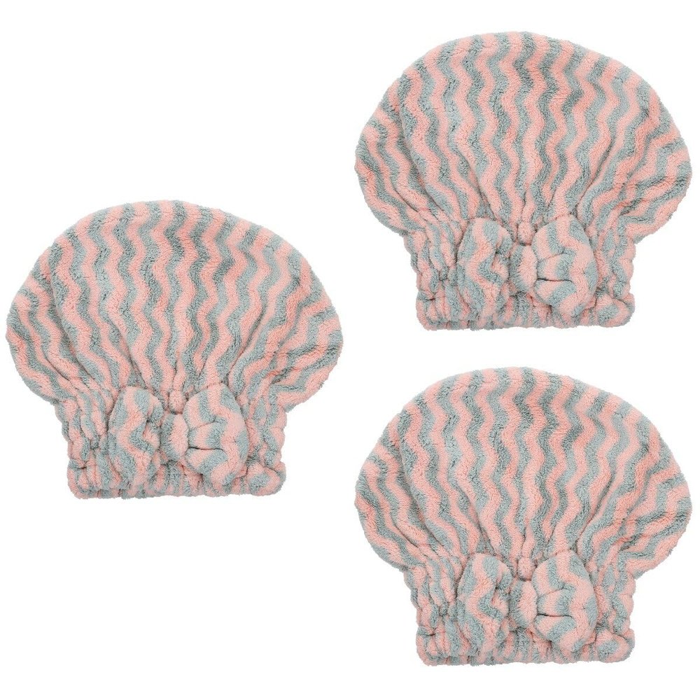 3 pcs Striped dry hair cap womens hats bandanas for women instant dry hair towel microfiber hair towels shower cap girl hat Practical Shower Caps Bowknot Shower Hat Miss